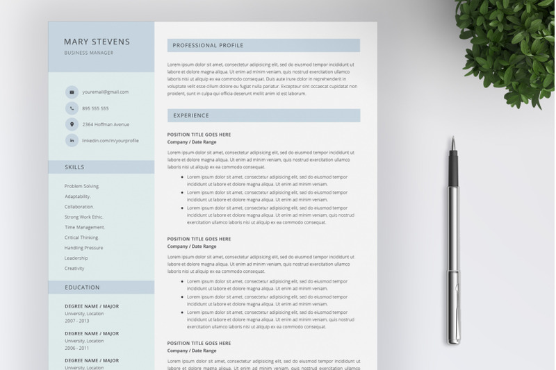 Creative Resume Template And Cover Letter By Salientresume Thehungryjpeg Com