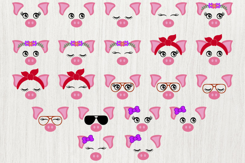 Download Pig Svg Pig Face Svg Pig Clip Art Pig Bandana Design By Julydigitalimages Thehungryjpeg Com