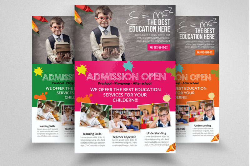 Kids Admission Open Flyer Template By Designhub | TheHungryJPEG