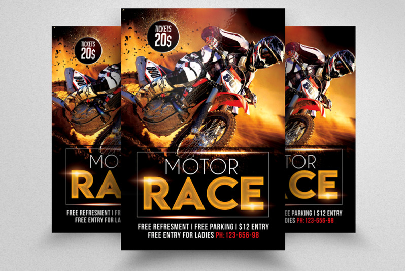 Motorbike Racing Flyer By Designhub Thehungryjpeg Com