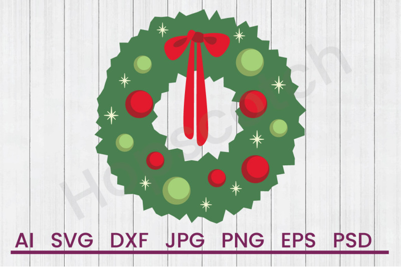 Merry Christmas Wreath Svg File Dxf File By Hopscotch Designs Thehungryjpeg Com
