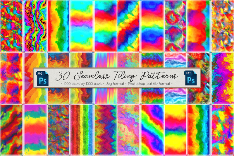 Rainbow Colored Seamless Patterns By Heather Green Designs | TheHungryJPEG