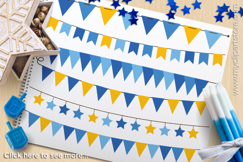 Download Free Hanukkah (Gold) Bunting  Banner Flags Vector Clipart Crafter File