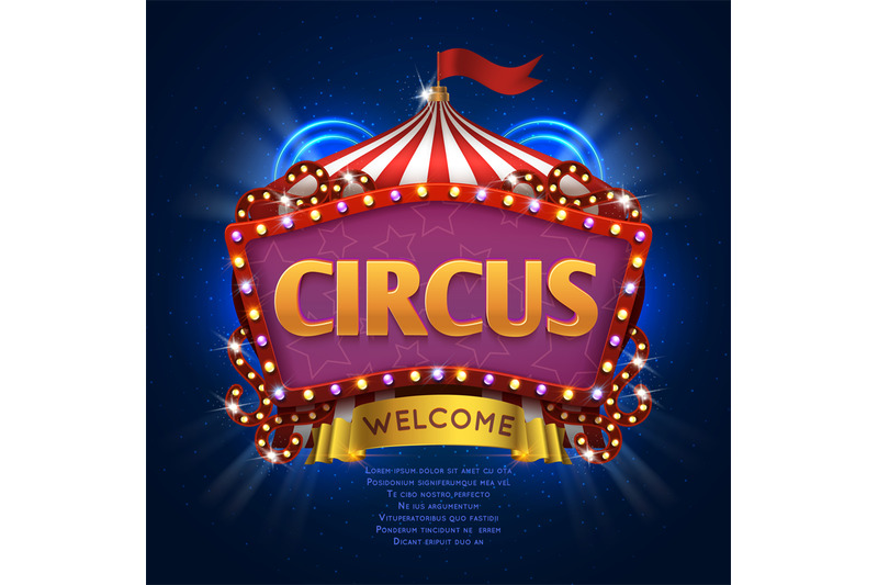 Circus Carnival Vector Sign With Light Bulb Frame By Microvector Thehungryjpeg Com