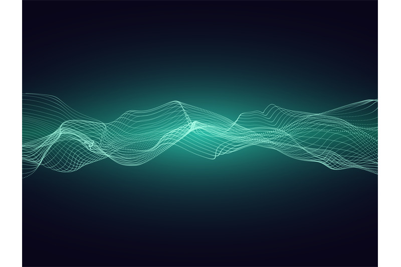 Abstract sound energy wave with dynamic particles vector background By ...