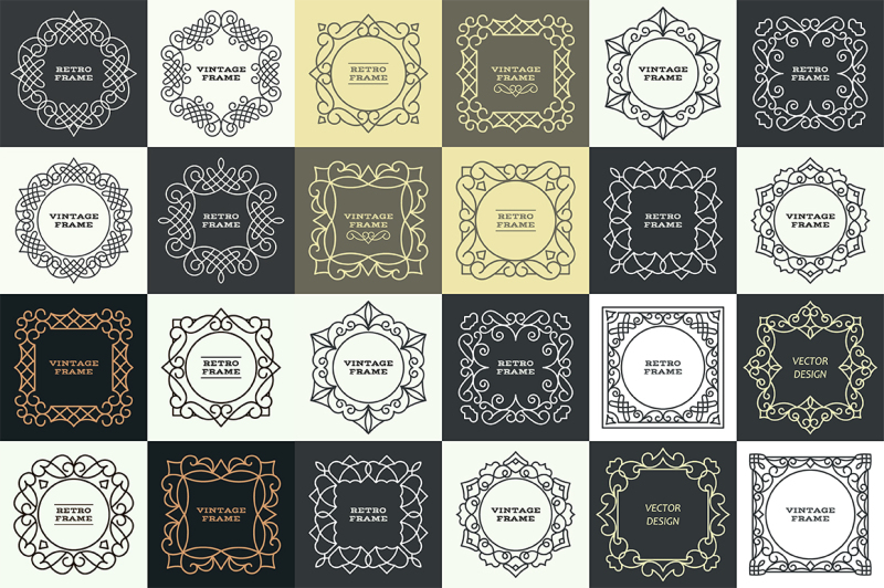 24 vector monogram frames By Graphic Shop | TheHungryJPEG.com