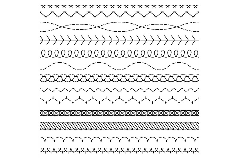 Stitch Lines Stitched Seamless Pattern Threading Borders Sewing Strip By Yummybuum Thehungryjpeg Com