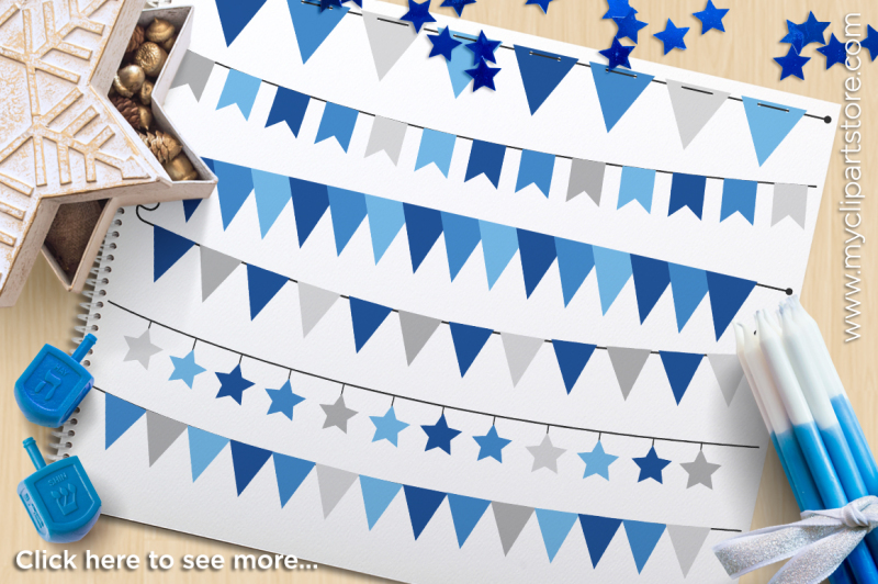 Download Free Hanukkah (Silver) Bunting Banner Flags Vector Clipart Crafter File