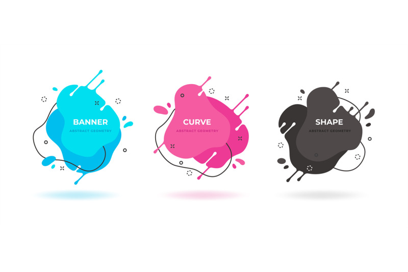 Memphis Banner Shape Abstract Graphic Element Modern Fluid