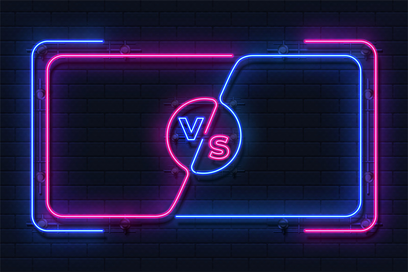 Neon Versus Banner Game Battle Glowing Frame Boxing Match Screen Sp By Spicytruffel Thehungryjpeg Com