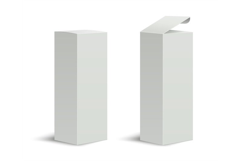 Download Tall box. High white cardboard box with a closed and open ...