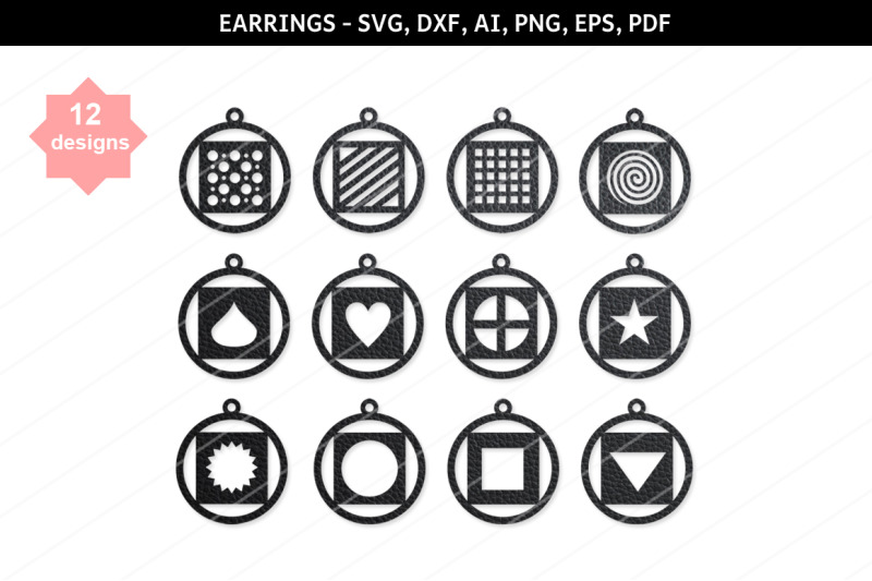 Round Earrings Svg Dangle Earrings Heart Earrings Geometric Earrings By Paper Amaze Thehungryjpeg Com