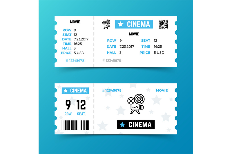 Cinema Entrance Ticket Vector Template In Modern Minimalist Style By Microvector Thehungryjpeg Com