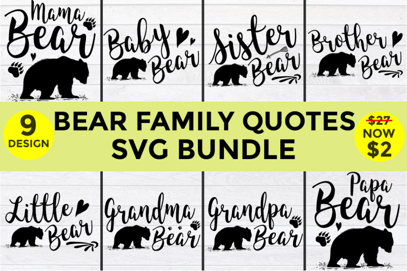 Bear Family Bundle - Mama/Papa/Baby/Brother/Sister/Little - SVG