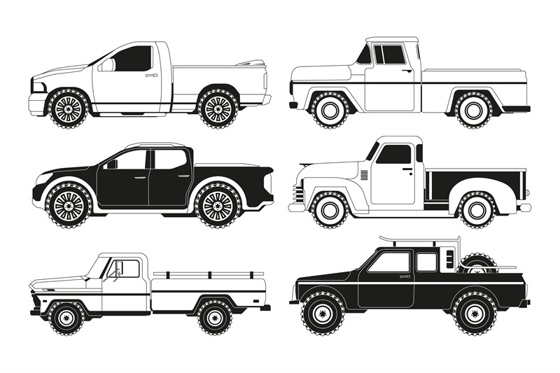 Pickup truck silhouettes. 