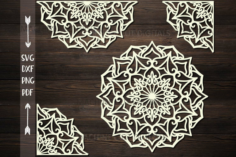 Mandala Set Corner Half Border Plotter Cut Svg Dxf Templates By Kartcreation Thehungryjpeg Com