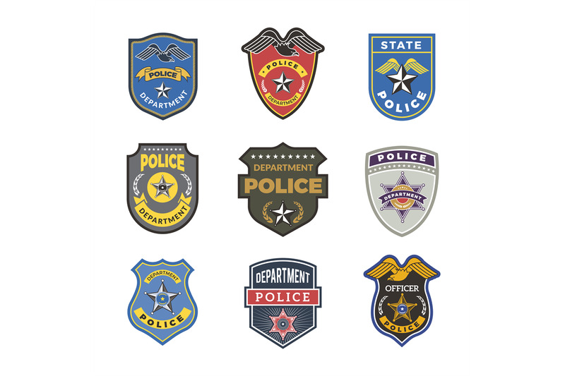 Police badges. Security signs and symbols government department office ...