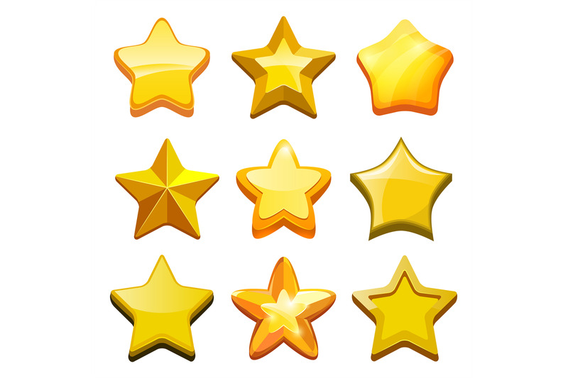 Game cartoon stars. Crystal golden gui buttons icons and status bar ve ...