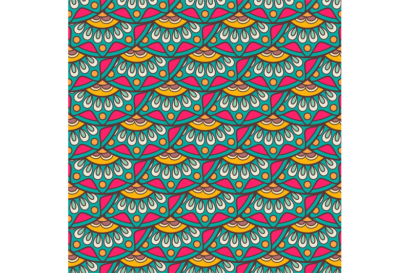 Ethnic Doodle Seamless Pattern In Retro Colors By Smartstartstocker 