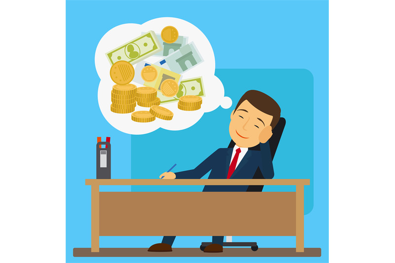 Businessman dreaming about money By SmartStartStocker | TheHungryJPEG