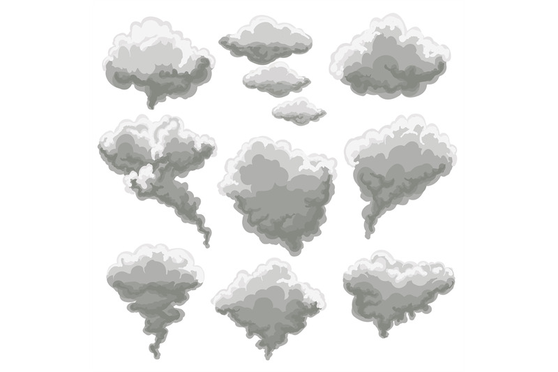 Cartoon smoking fog clouds By vectortatu | TheHungryJPEG.com