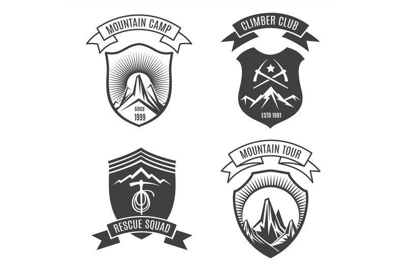 Mountains retro badges set By vectortatu | TheHungryJPEG