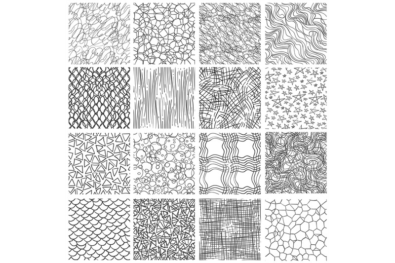 Sketch linear seamless patterns set By vectortatu | TheHungryJPEG