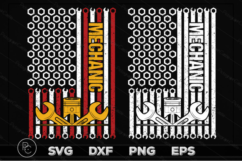 Mechanic SVG - American, USA Flag Mechanic Design By MerchDesign