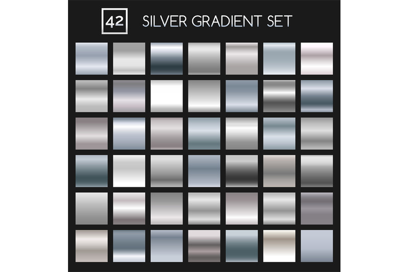 Silver Metallic Gradient Set By Vectortatu Thehungryjpeg