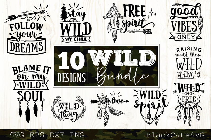 Wild Bundle Svg 10 Designs Vol 2 Wild And Boho Svg Bundle By Blackcatssvg Thehungryjpeg Com