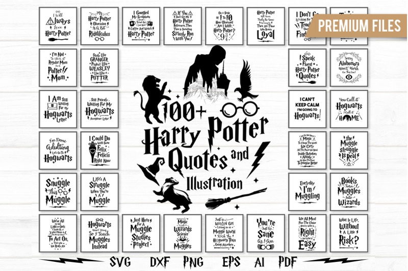Harry Potter Quotes And Illustrations By Cuttingsvg Thehungryjpeg Com