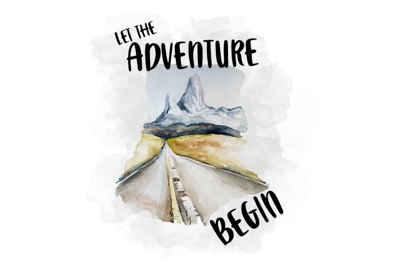 Let The Adventure Begin Watercolor Clipart Sublimation File By North Sea Studio Thehungryjpeg Com
