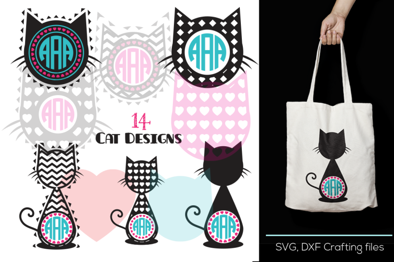 Download Free Cat Head Monogram Frames Svg cutting file,Cat Desings ...