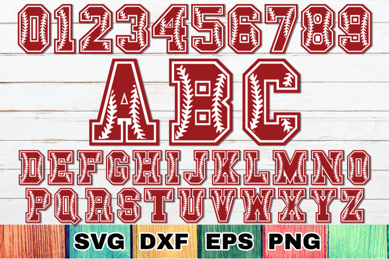 Baseball Letters Svg Full A Z Alphabet Numbers Svg Cut Files By Anastasia Feya Fonts Svg Cut Files Thehungryjpeg Com