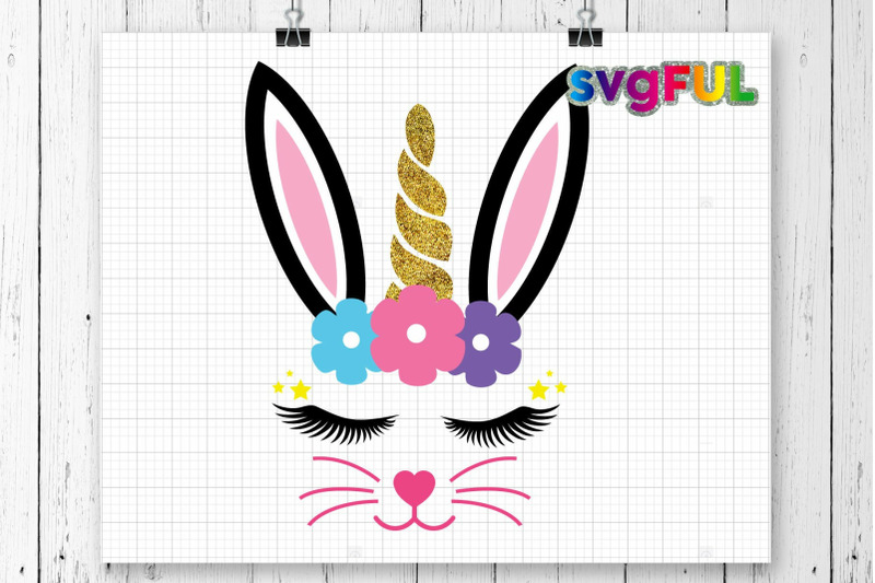SVG, Glitter Easter Unicorn head Svg, Easter Unicorn Bunny ...