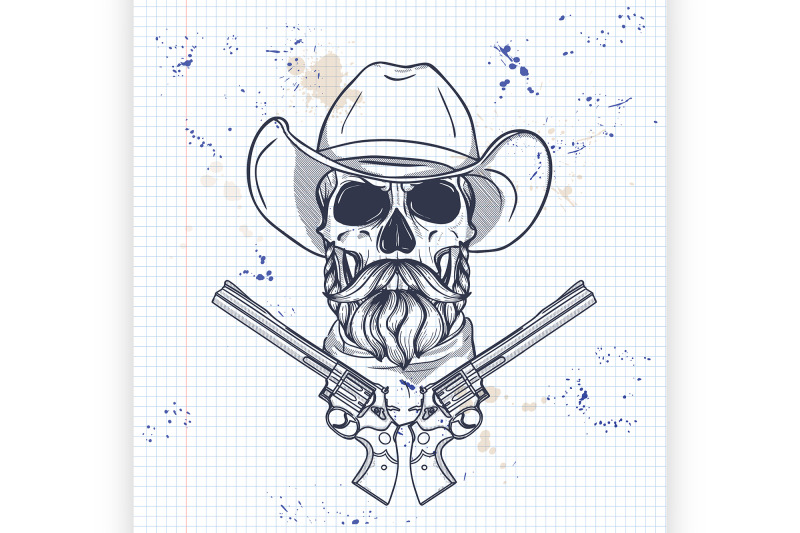 cowboy hat skull drawing
