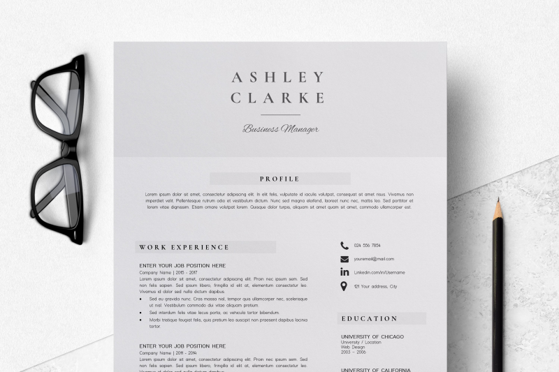 Resume Template 5 Pages Professional Resume Design Ashley By Lucatheme Thehungryjpeg Com