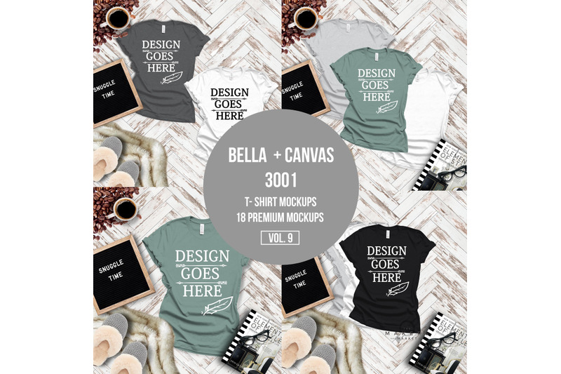 T Shirt Mock Up Bella Canvas T Shirts 3001t T Shirt Mockup Mega Bun By The Makers Market Thehungryjpeg Com