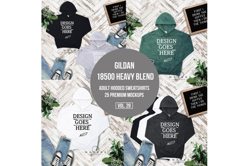 Download Hoodie Mock Up Sweat Shirt Download Gildan 18500 Blanks Gildan Mocku By The Makers Market Thehungryjpeg Com