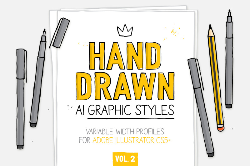 AI hand drawn styles & brushes vol.2 By Side Project | TheHungryJPEG.com