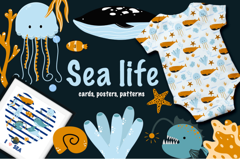 Sea life By owl.asya | TheHungryJPEG