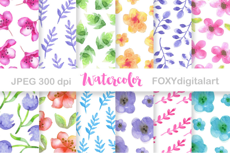 Floral Digital Papers in rainbow colors colorful flower digital paper Rainbow flowers white background Scrapbooking Floral Paper