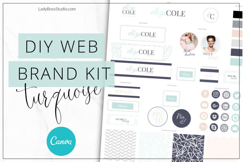 Canva Turquoise Web Branding Kit By Lady Boss Studio Thehungryjpeg Com