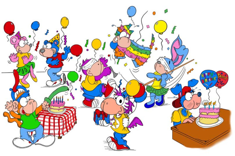 happy birthday cartoon characters