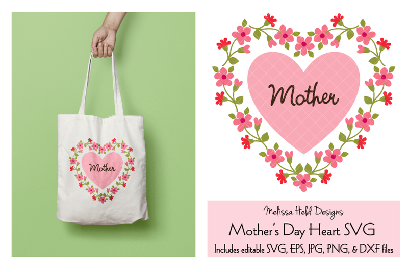 Download Mothers Day Graphic With Floral Heart Frame By Melissa Held Designs Thehungryjpeg Com