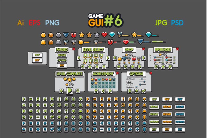 2D Game GUI #6 By yurakr | TheHungryJPEG