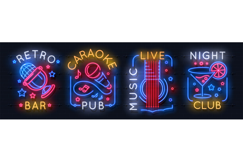 A beautiful abstract neon bright glowing icon, a signboard full-sized music  headphones and the inscription music copy space on a black background.  Vector Stock Vector by ©kbolbik 240516154