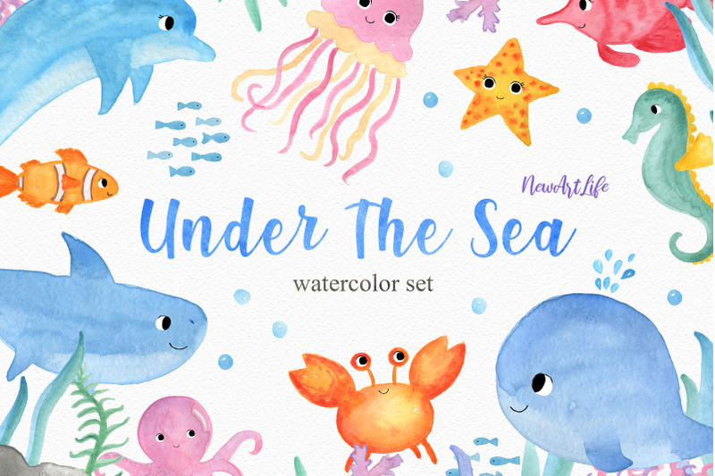 Under The Sea Watercolor Clipart By NewArtLife | TheHungryJPEG.com