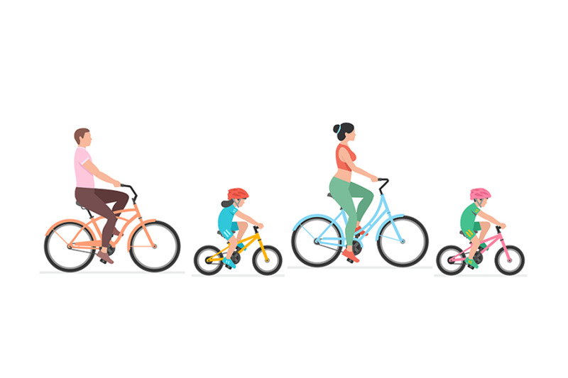 Family Riding Bicycle Together By Volyk 