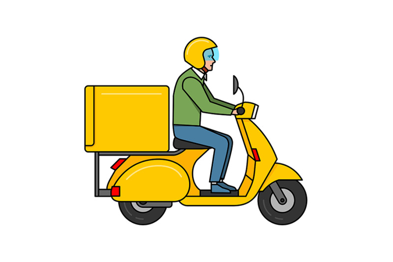 Delivery man on scooter By Volyk | TheHungryJPEG